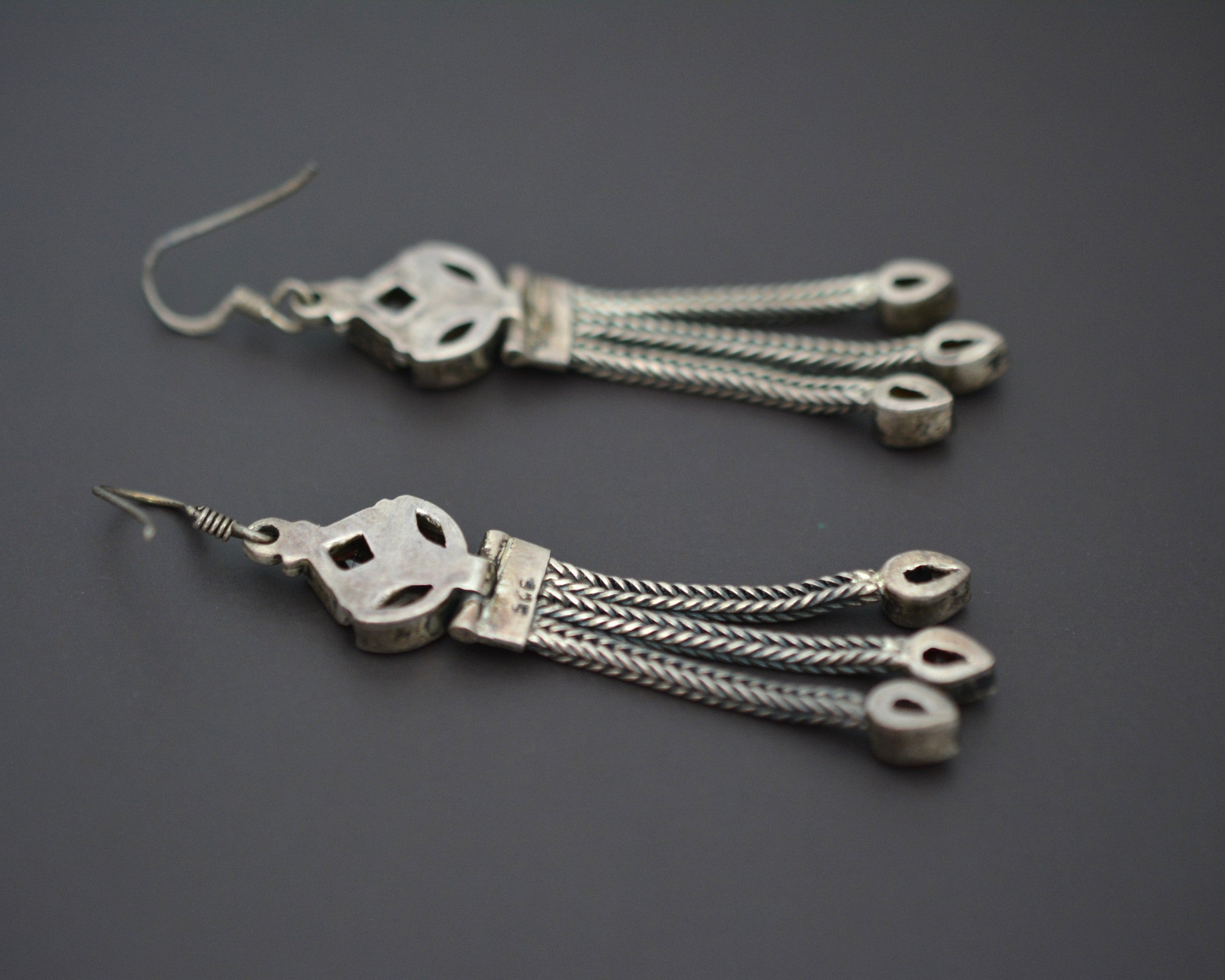 Ethnic Garnet Dangle Earrings