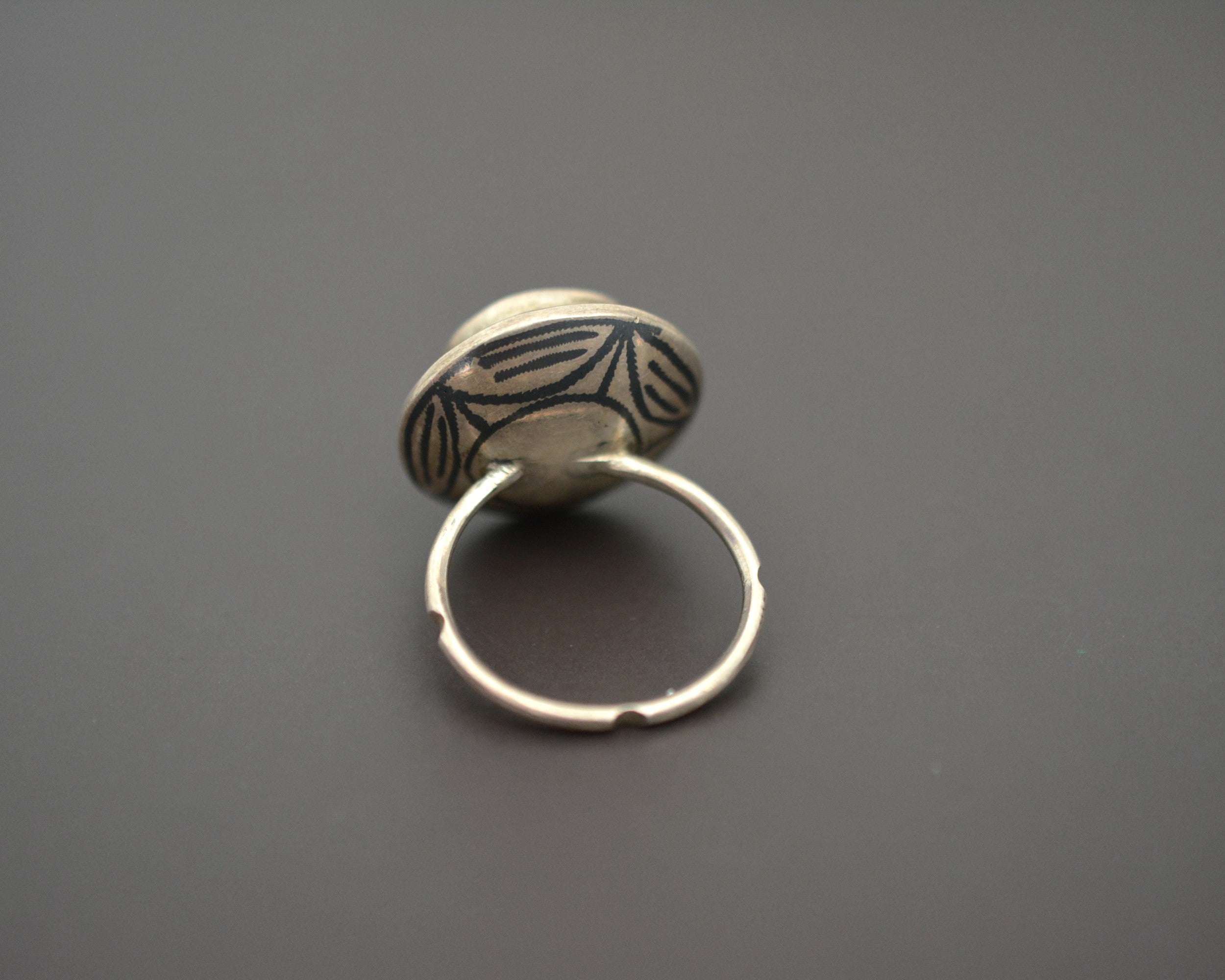 Afghani Lapis Lazuli Niello Ring - Size 8