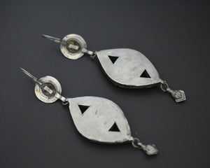 Huge Gilded Turkmen Earrings with Carnelian