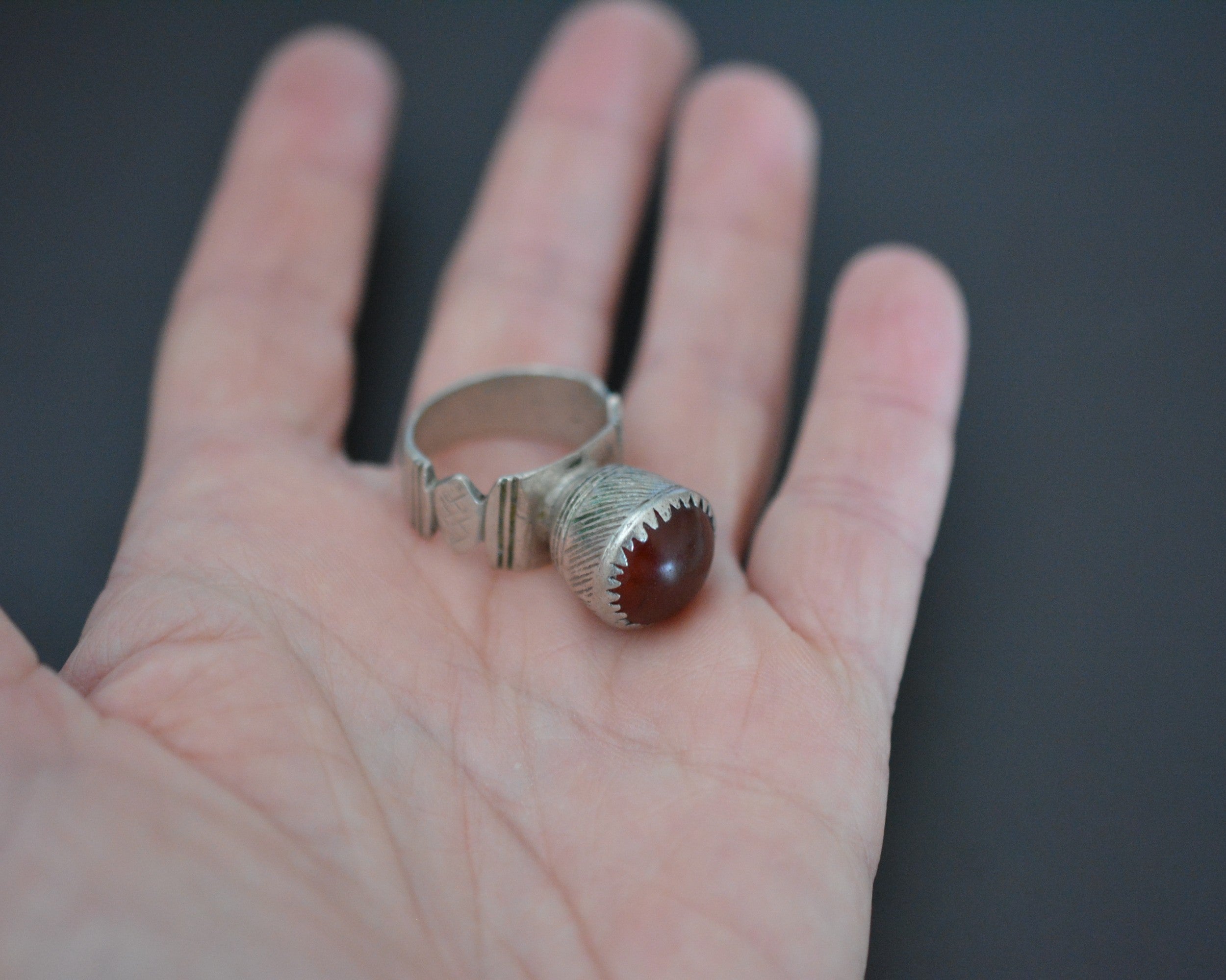 Tuareg Red Glass Ring - Size 8