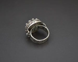 Croatian Blue Glass Silver Ring - Size 5.75