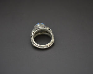 Antique Yemeni Blue Glass Ring - Size 6.5