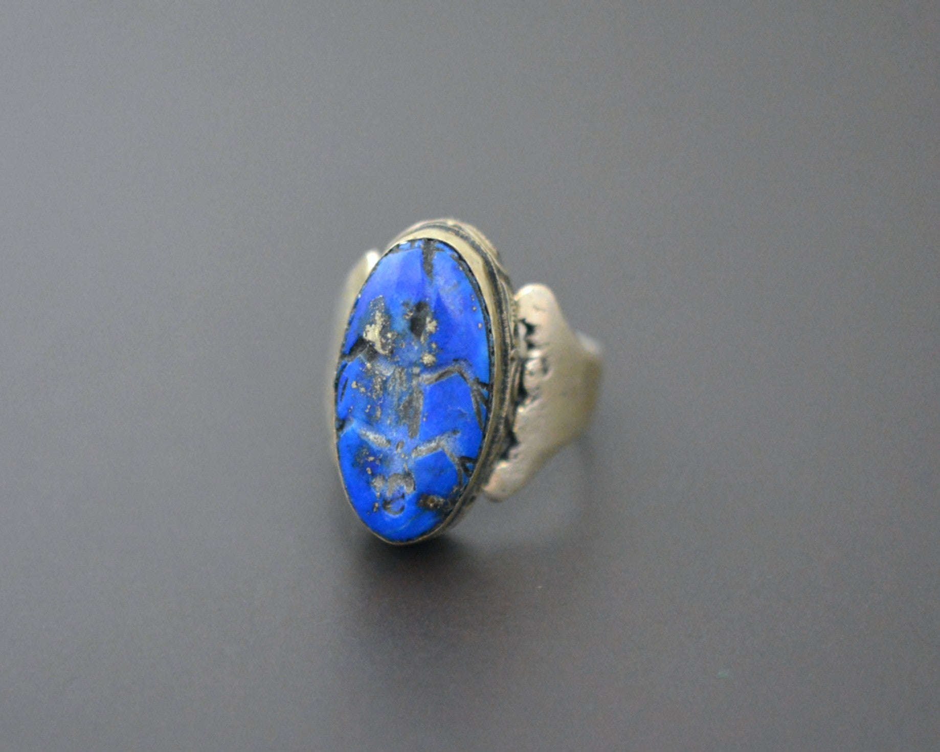 Afghani Lapis Lazuli Intaglio Ring  - Size 7.75