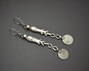 Long Afghani Fish Coin Dangle Earrings