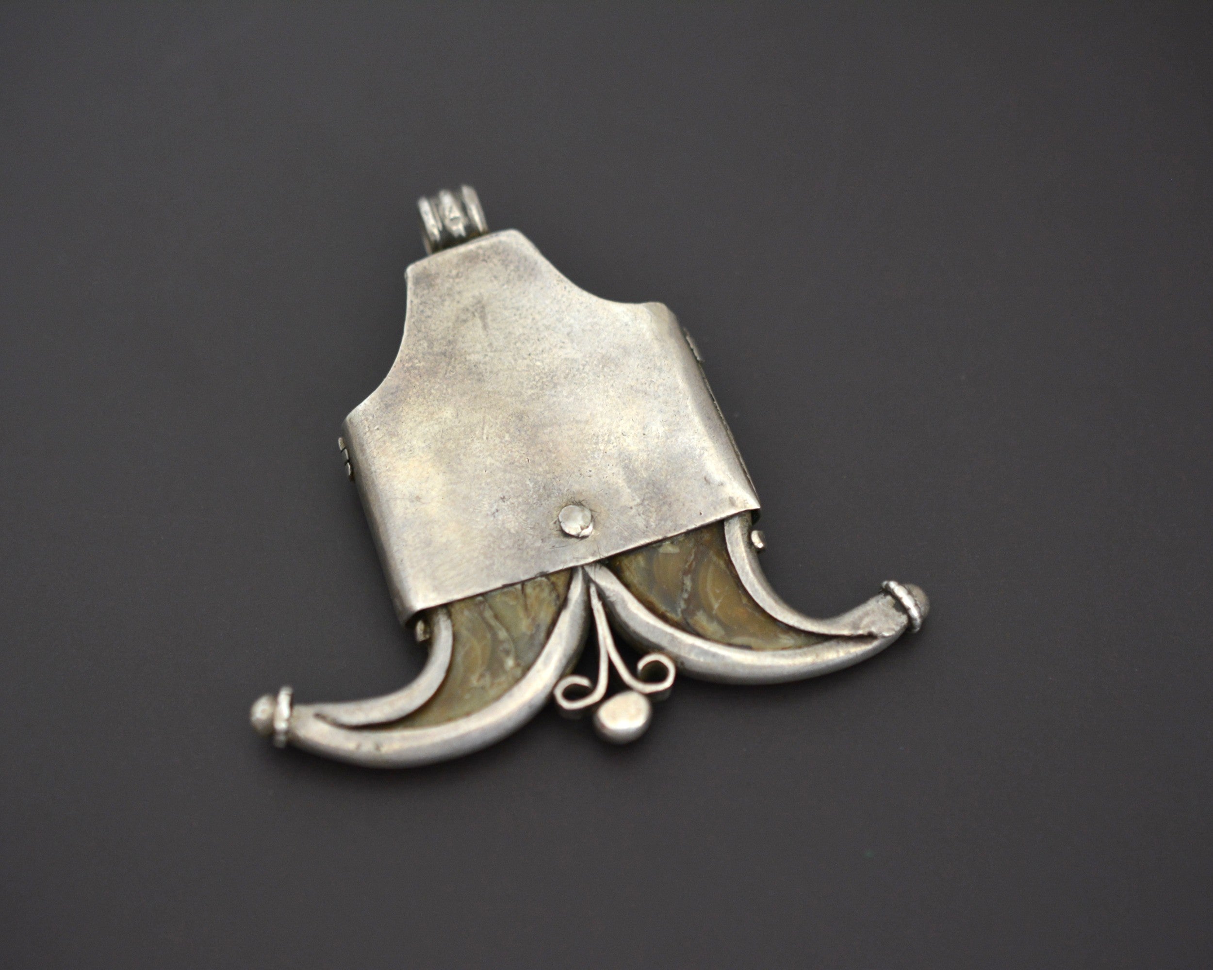 Antique Double Claw Silver Pendant from Sri Lanka