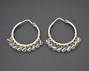 Ethnic Hoop Earrings with Crystal Quartz - Medium Size