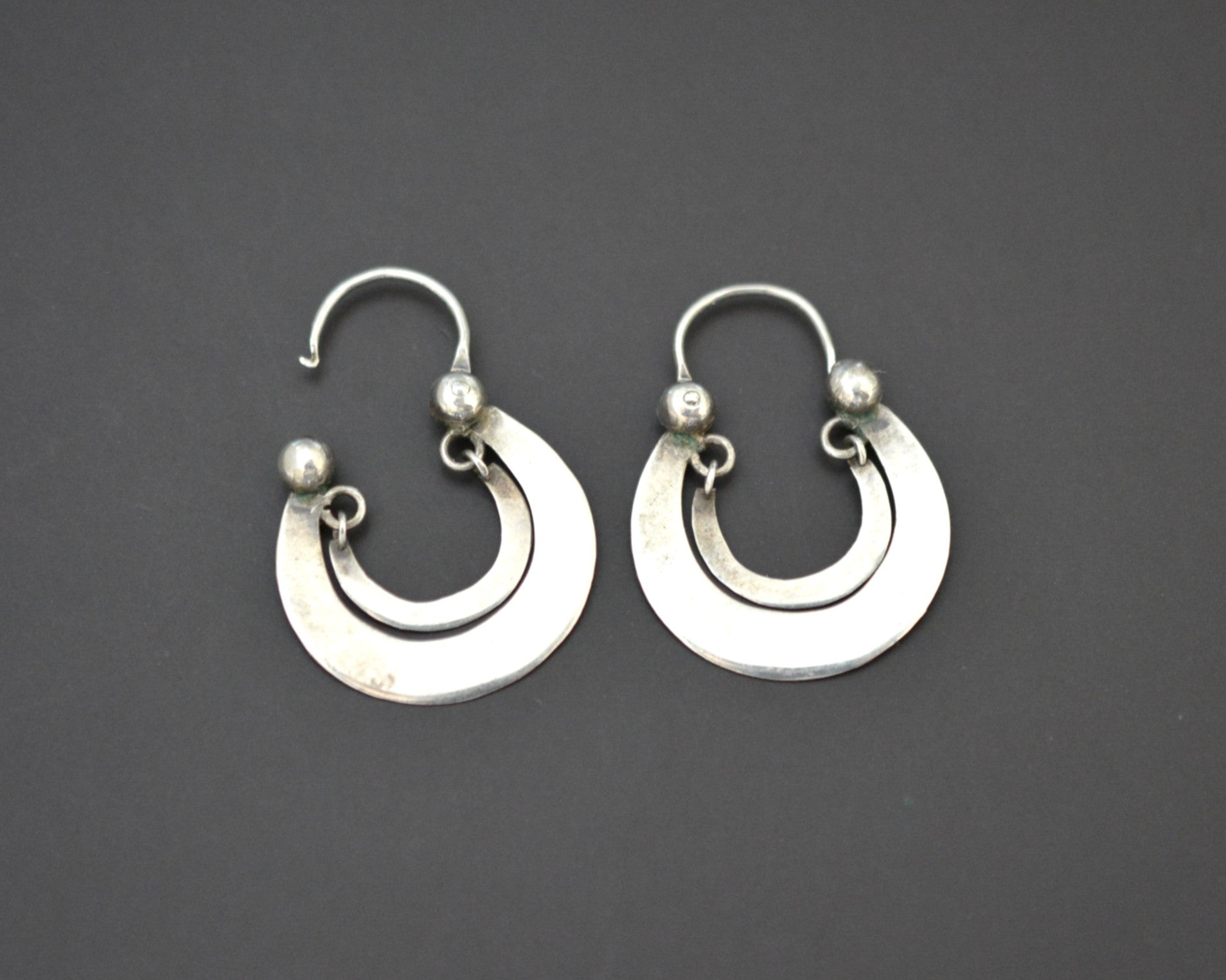 Guatemalan Silver Hoop Earrings - Small Size