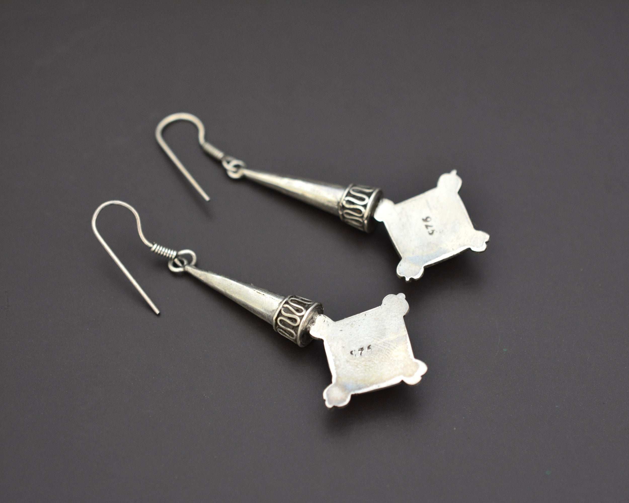 Silver Turquoise Dangle Earrings from Bali