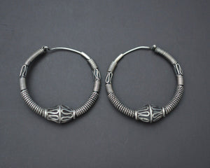 Ethnic Bali Hoop Earrings with Wire Work and Bead - Medium Size