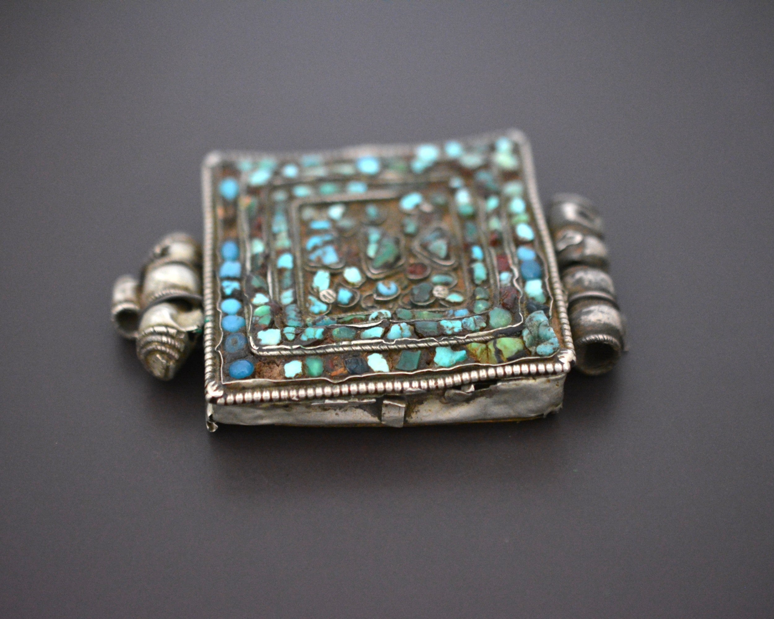 Old Tibetan Gau Box with Turquoise