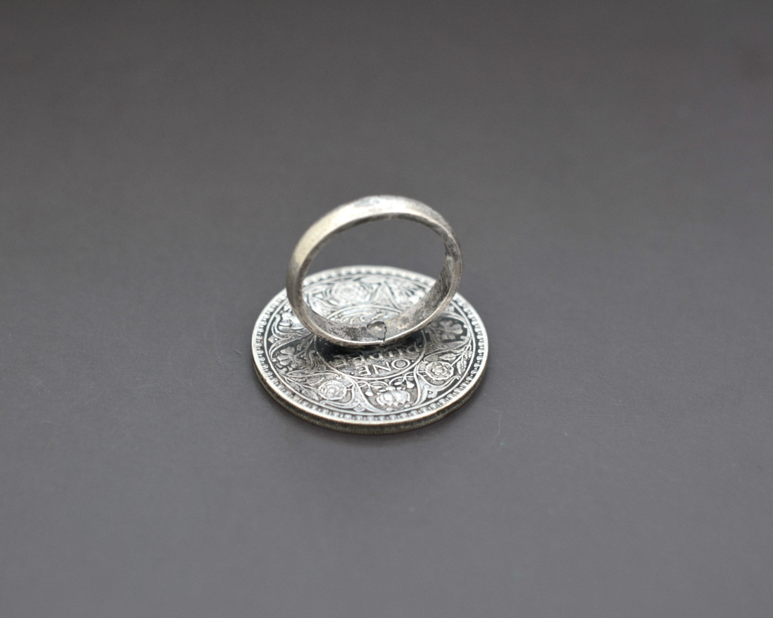 Large Indian Coin Ring - Size 9