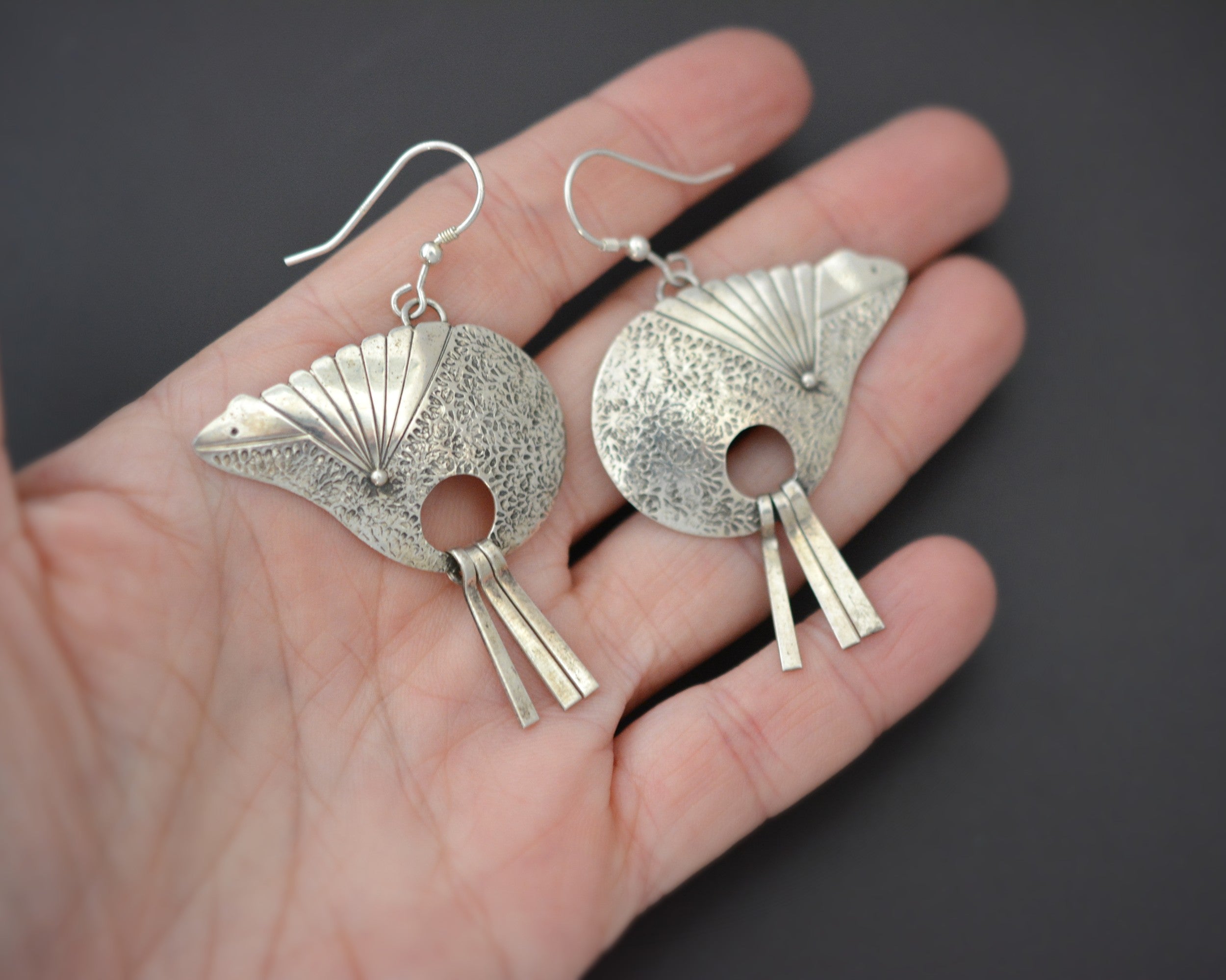 Native American Silver Dangle Earrings