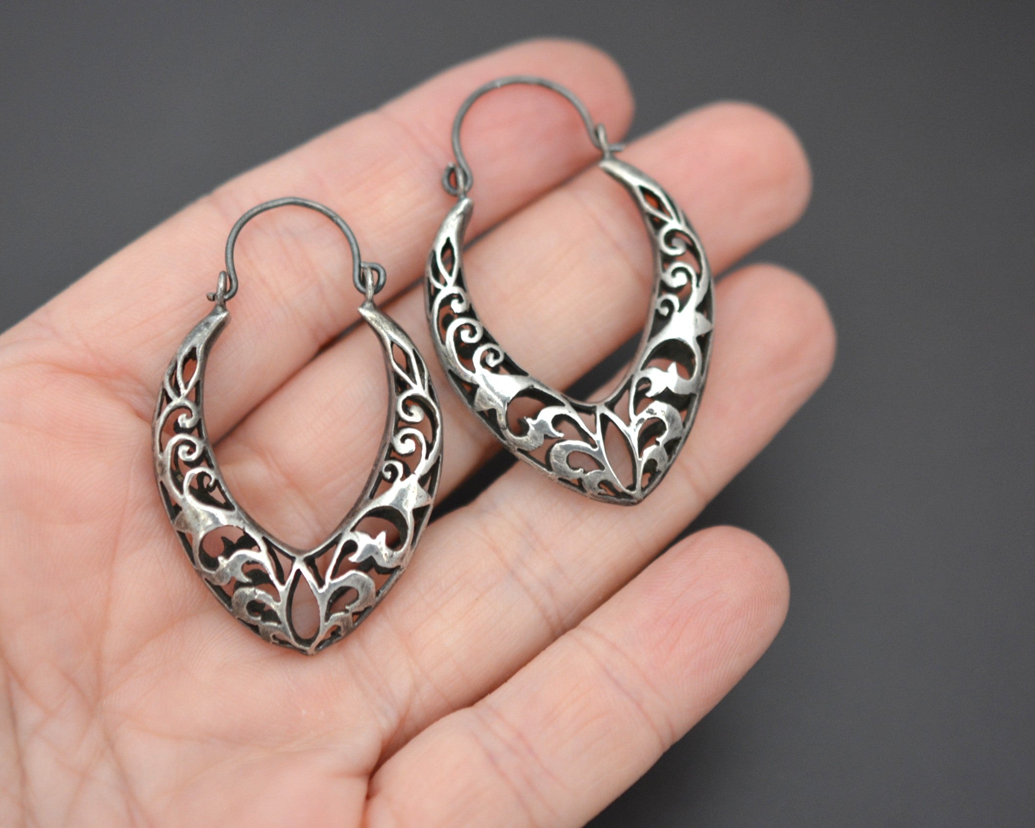 Ethnic Hoop Earrings with Cut Out Design