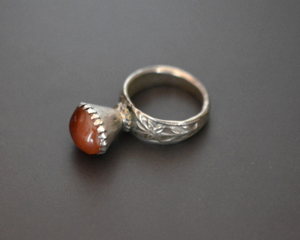 Vintage Afghani Carnelian Ring - Size 7.5