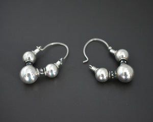 Ethnic Bali Hoop Silver Ball Earrings