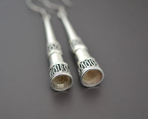Silver Cone Dangle Earrings from Bali