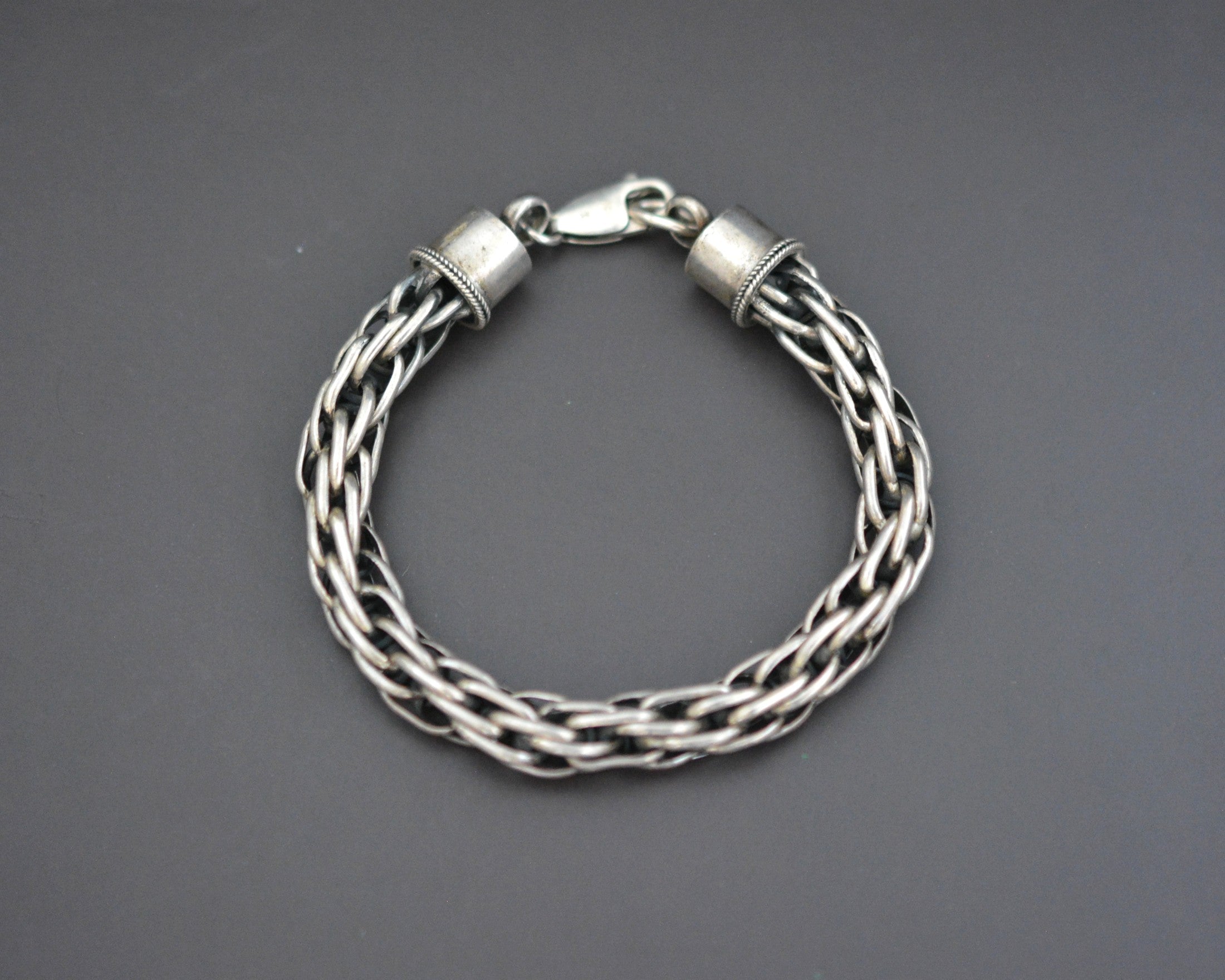 Thick Woven Silver Snake Chain Bracelet - XS size