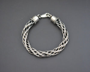 Thick Woven Silver Snake Chain Bracelet - XS size