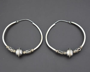 Large Ethnic Bali Hoop Earrings with Wire Work and Bead