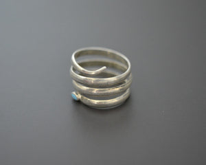 Indian Coil Ring with Turquoise - Size 7.5 - Snake Coil Ring