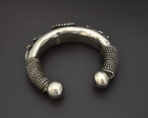 Tribal Lizard Silver Cuff Bracelet with Glass