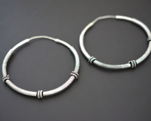 XLarge Ethnic Bali Hoop Earrings with Wire Work