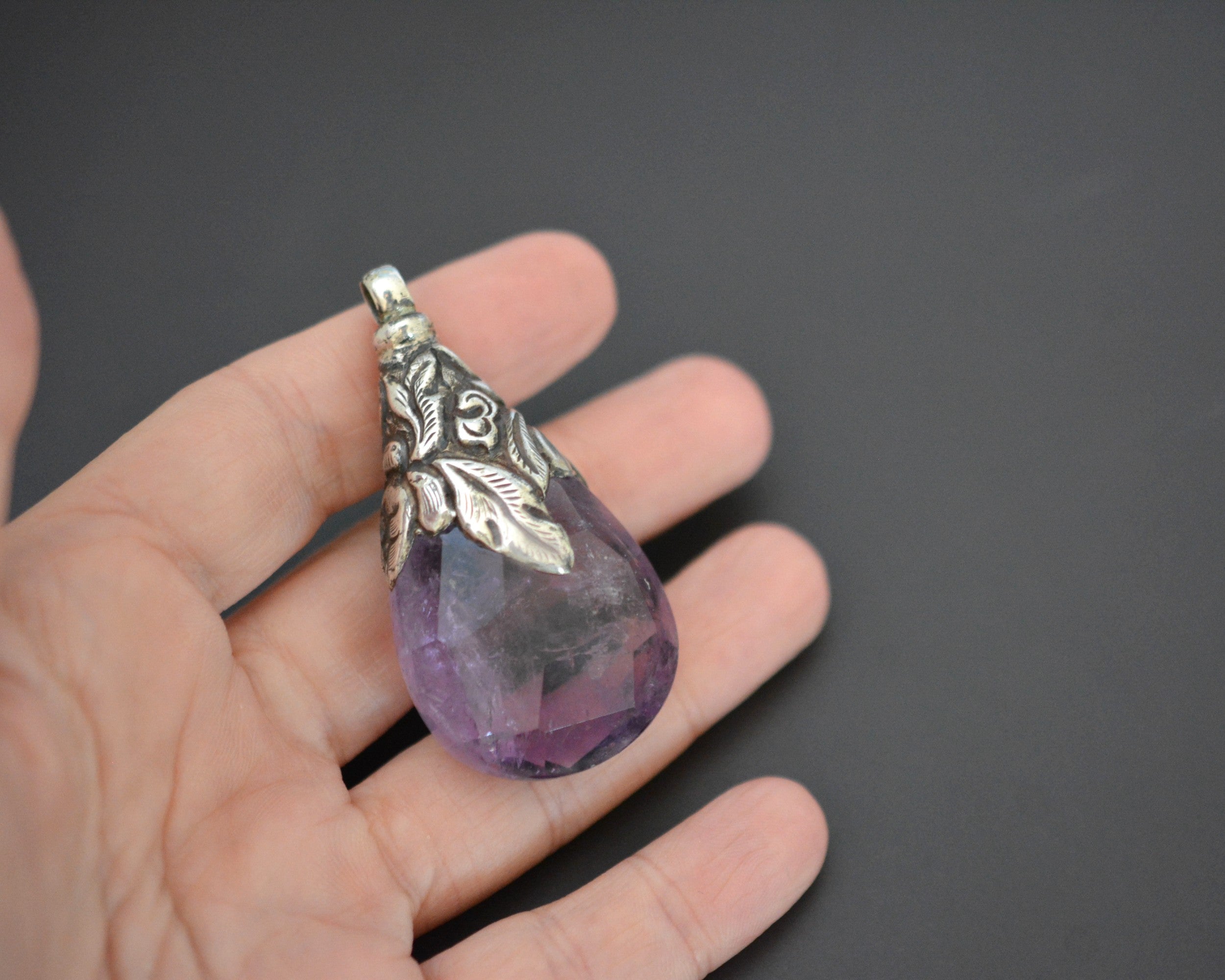 Large Nepali Amethyst Repoussee Pendant