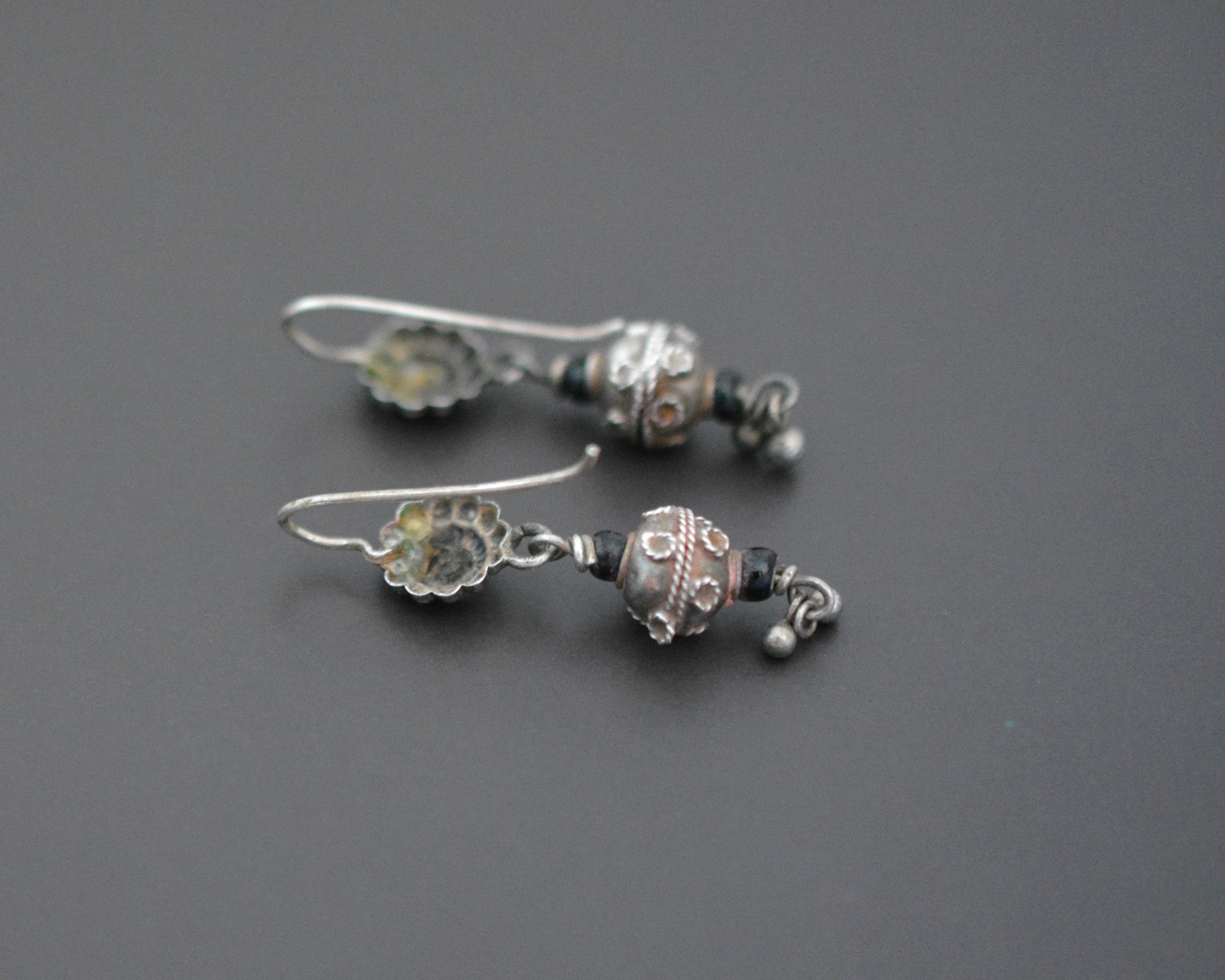 Rajasthani Silver Bead Earrings - SMALL