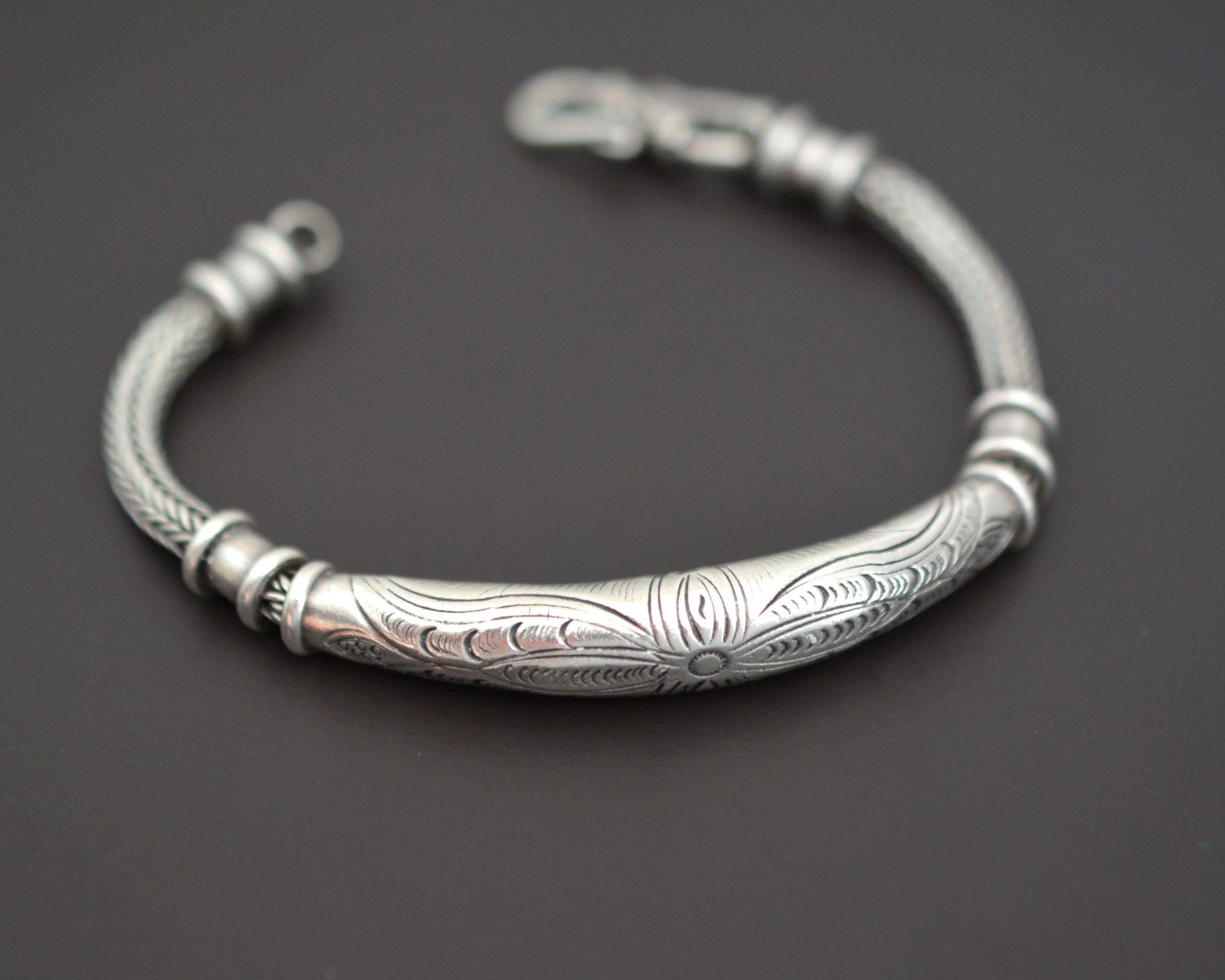 Bali Braided Snake Chain Bracelet with Silver Parts - Sterling Silver