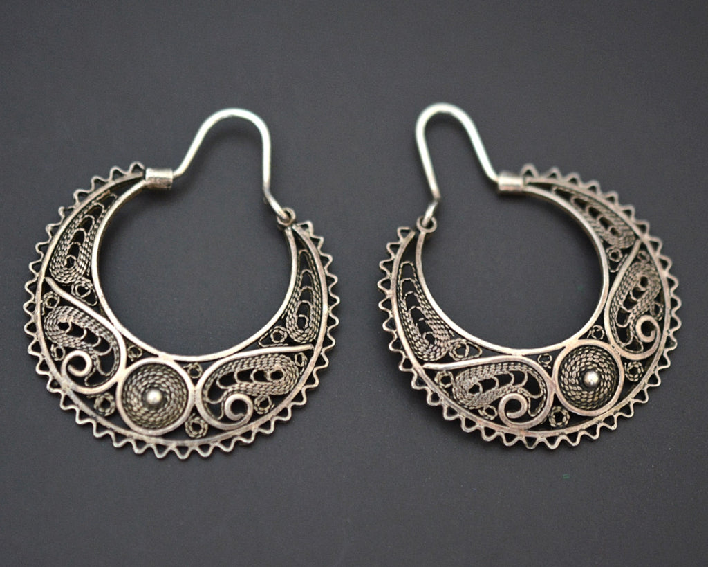 Filigree Silver Hoop Earrings