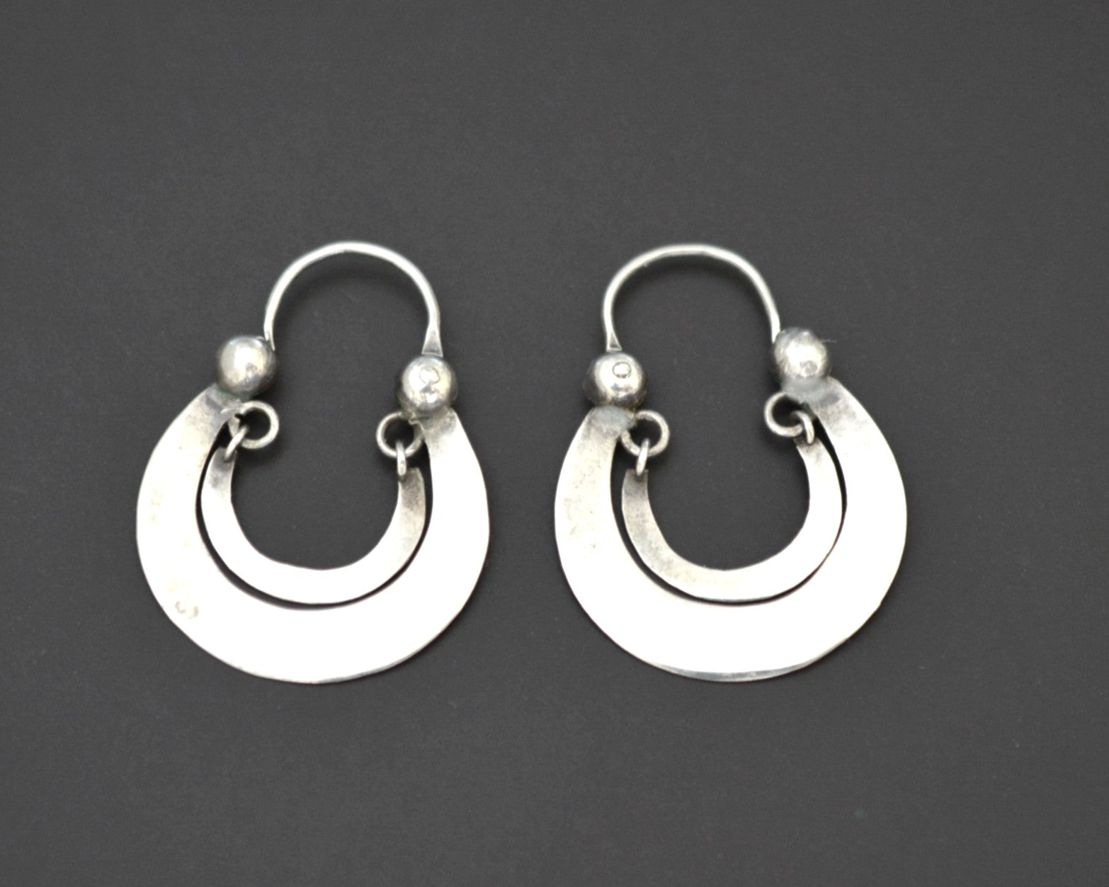Guatemalan Silver Hoop Earrings - Small Size