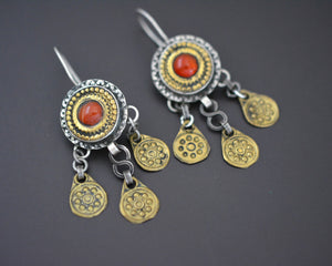 Afghani Silver Gilded Dangle Earrings