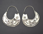 Hmong Fish Hoop Silver Earrings