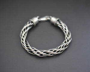 Thick Woven Silver Snake Chain Bracelet - XS size