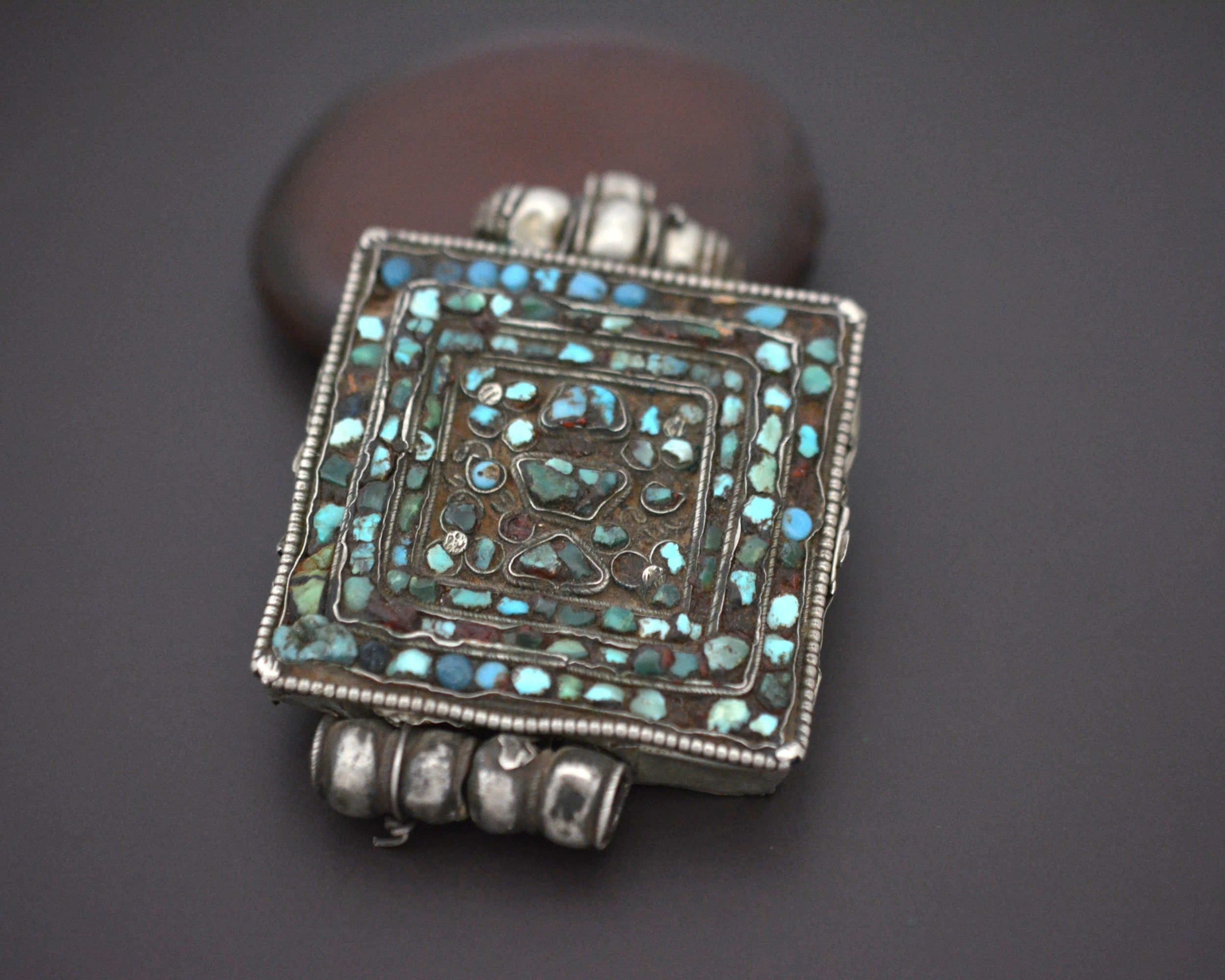 Old Tibetan Gau Box with Turquoise