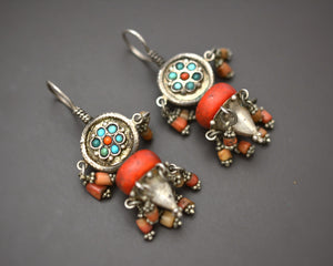 Uzbek Turquoise Coral Earrings