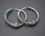 Ethnic Bali Hoop Earrings with Wire Work and Bead - Medium Size