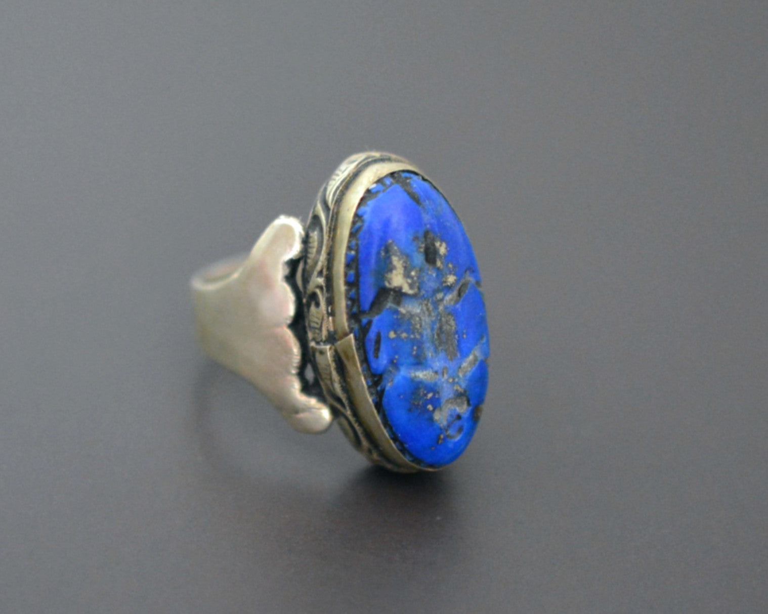 Afghani Lapis Lazuli Intaglio Ring  - Size 7.75