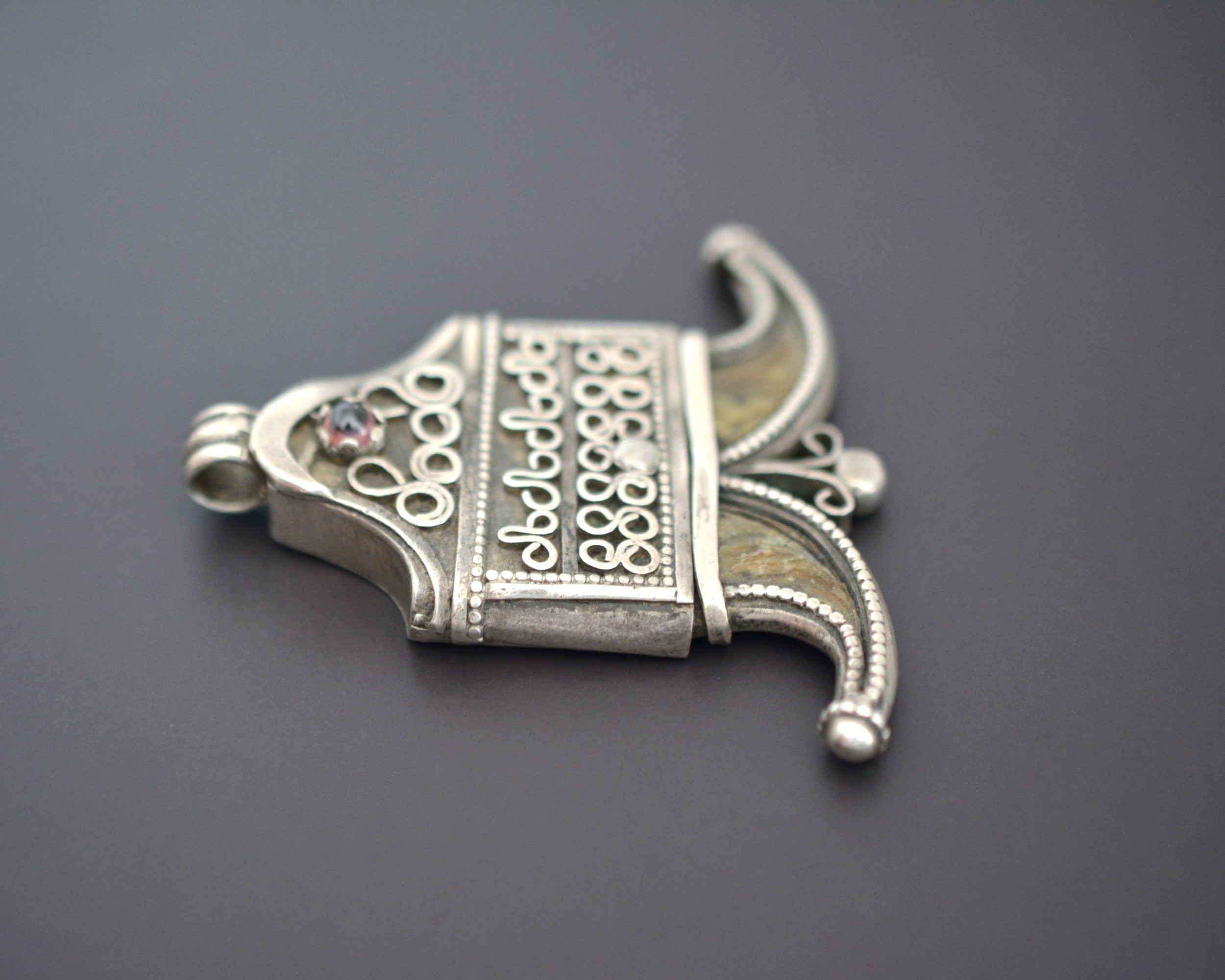 Antique Double Claw Silver Pendant from Sri Lanka