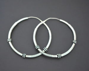 XLarge Ethnic Bali Hoop Earrings with Wire Work
