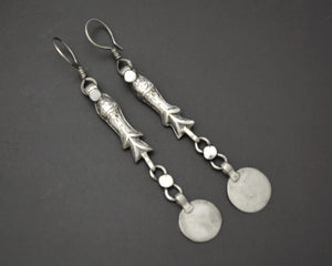 Long Afghani Fish Coin Dangle Earrings