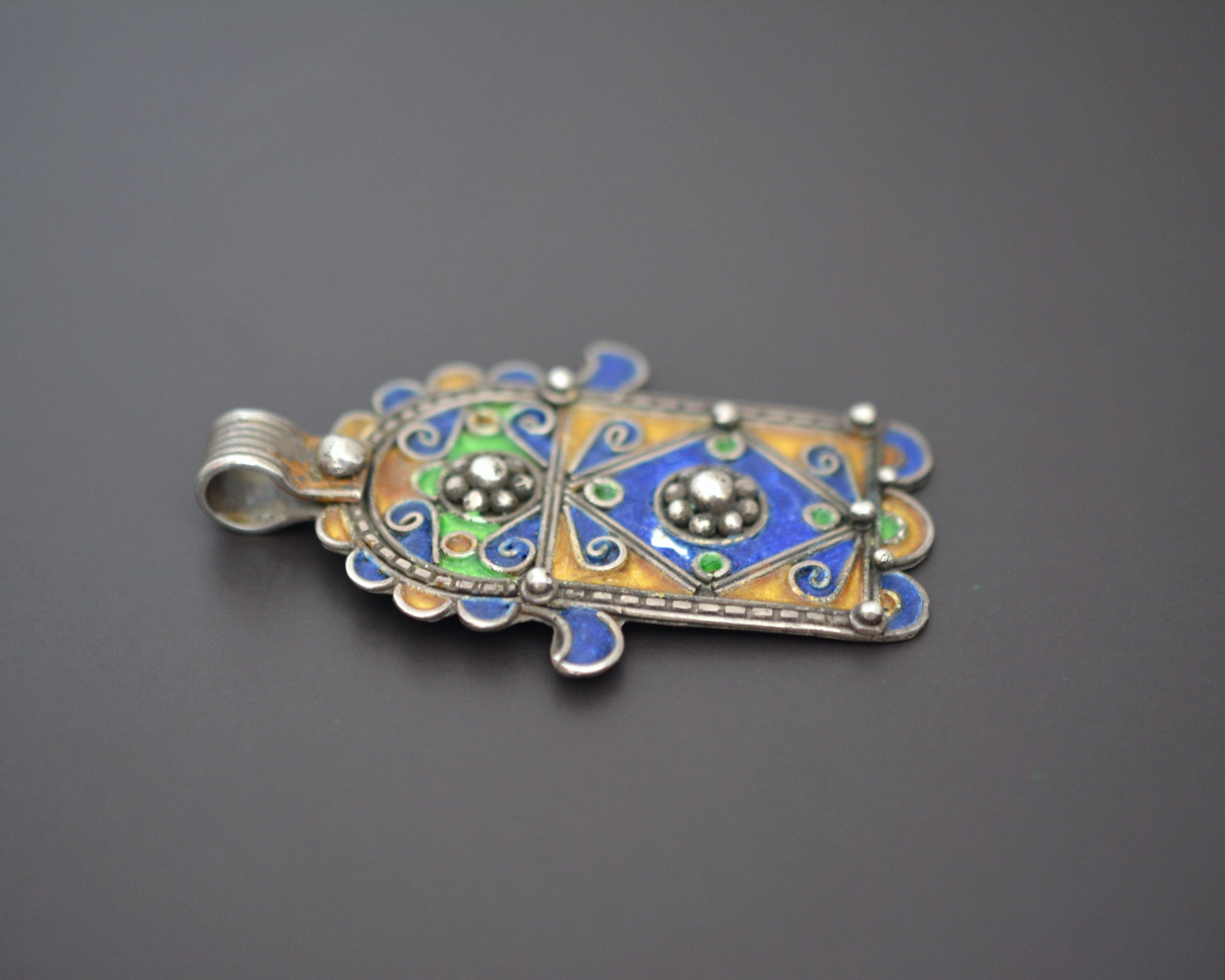 Berber Enamel Hamsa Pendant