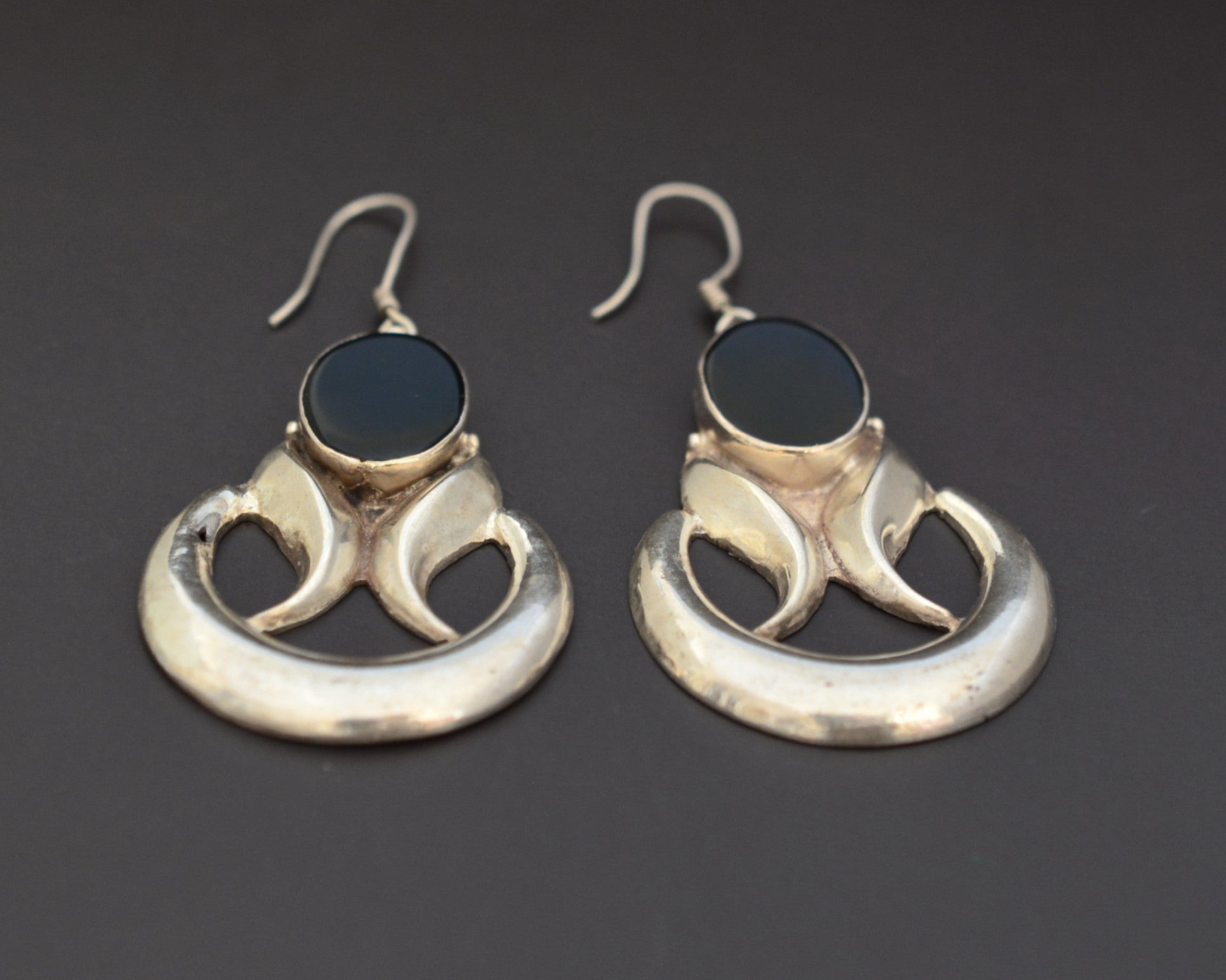 Large Onyx Dangle Earrings from India
