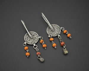 Old Berber Coin Coral Earrings