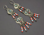Afghani Long Bead Dangle Earrings - Lightweight