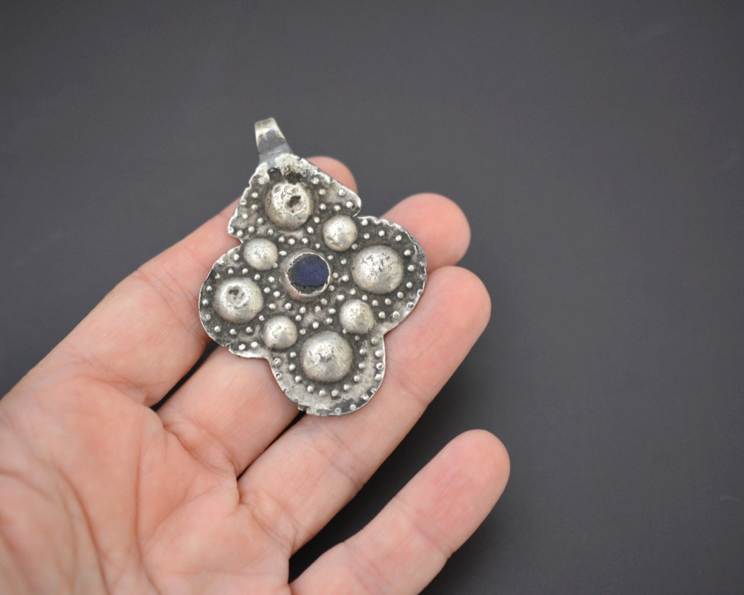Berber Silver and Glass Pendant