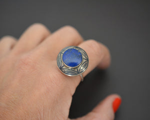 Afghani Lapis Lazuli Niello Ring - Size 8