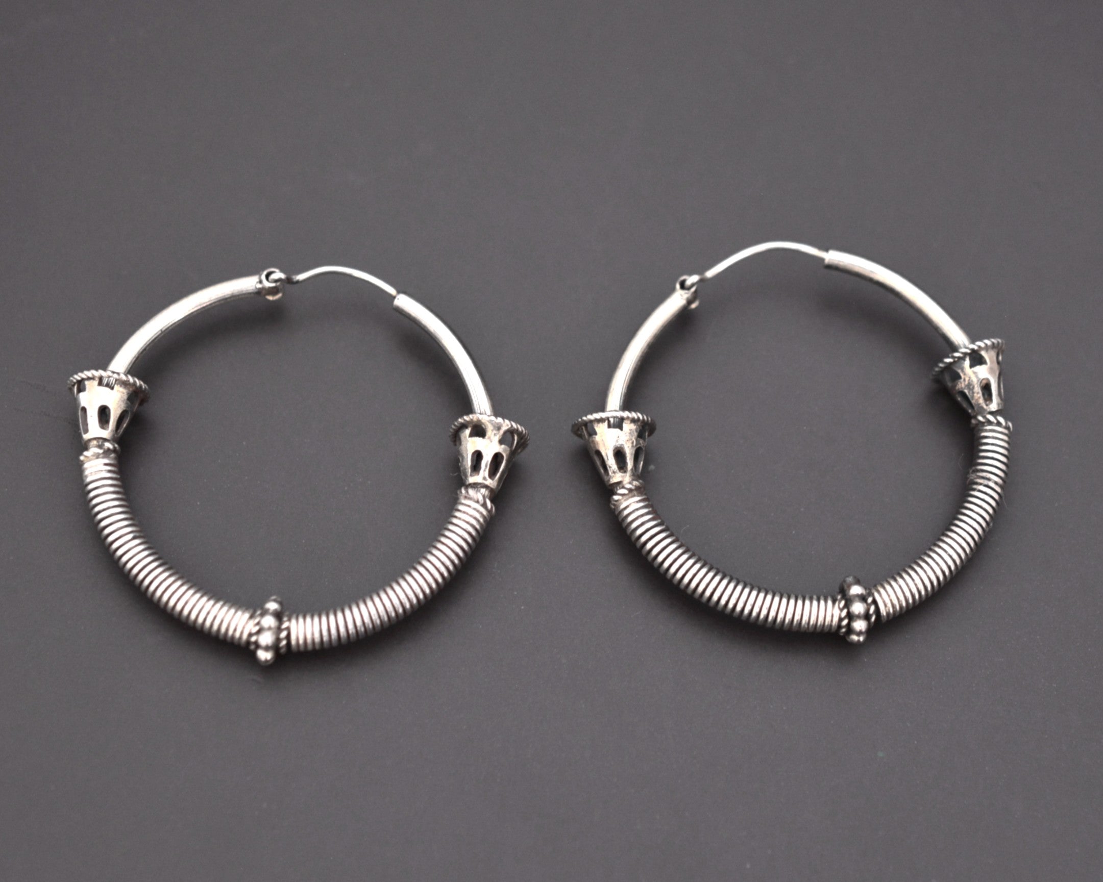 Ethnic Bali Hoop Earrings with Wire Work - Medium/Large