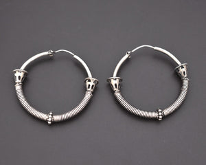 Ethnic Bali Hoop Earrings with Wire Work - Medium/Large