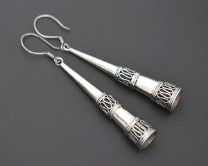 Silver Cone Dangle Earrings from Bali